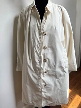 Vintage 60s 70s London Fog Maincoats Rain Coat 14 Petite Ivory Trench